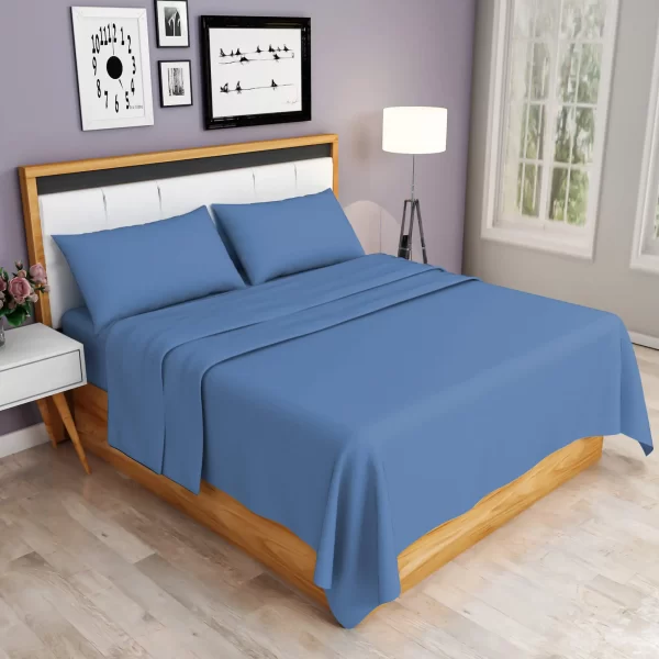 mid blue flat sheet super king size