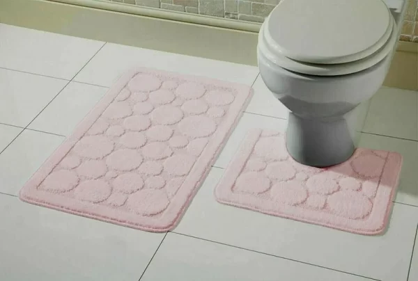 cali bath mat set blush pink