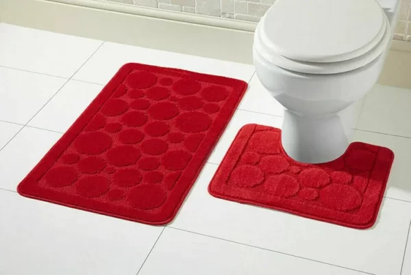 cali bath mat set red